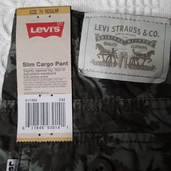 Levi's Boy's 511 Slim Cargo Pants Camo Size 7X Regular (7-8y) - Picture 3 of 10